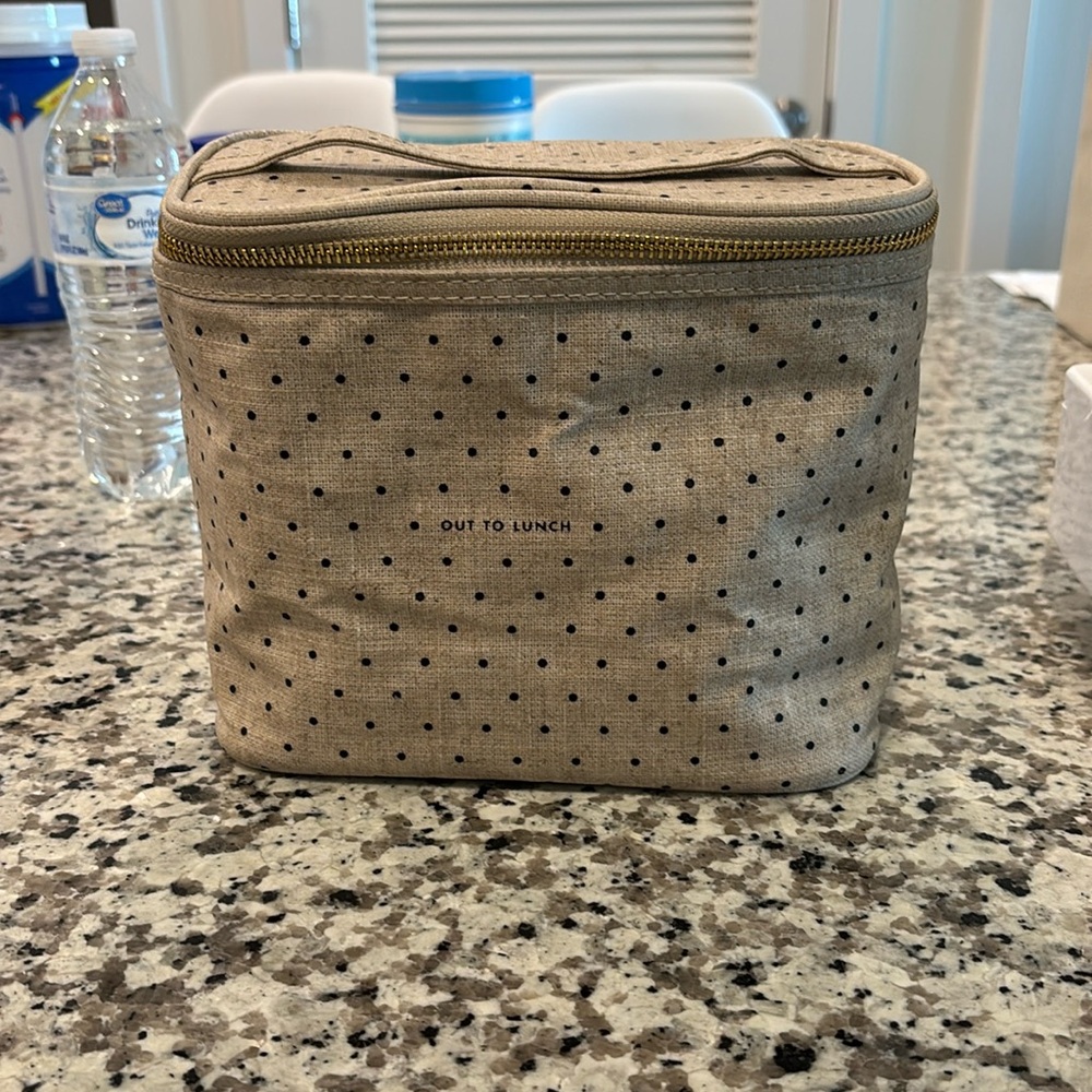 kate spade Tan and Black Polka Dot Lunch Bag